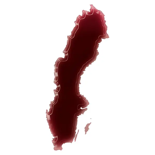 A pool of blood (or wine) that formed the shape of Sweden. (seri — Zdjęcie stockowe