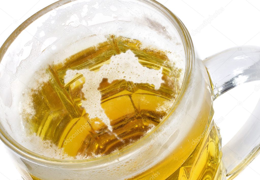 Beer head shaped as Croatia in a beer mug.(series)