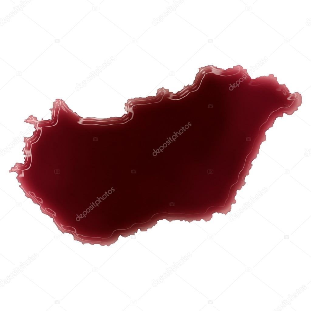 A pool of blood (or wine) that formed the shape of Hungary. (ser