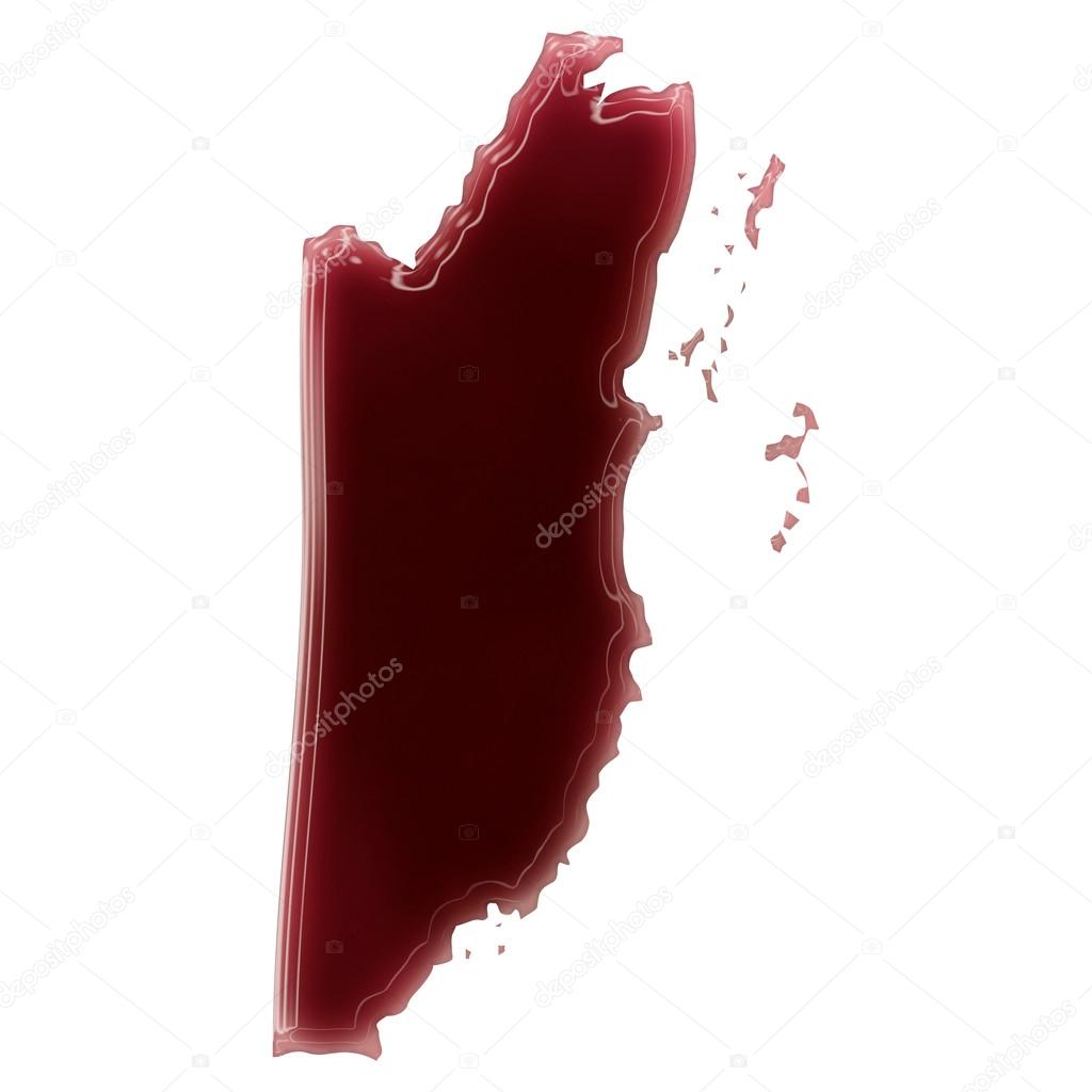 A pool of blood (or wine) that formed the shape of Belize. (seri