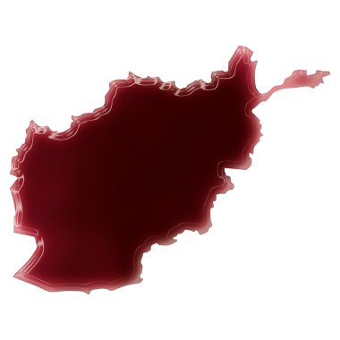 A pool of blood (or wine) that formed the shape of Afghanistan.