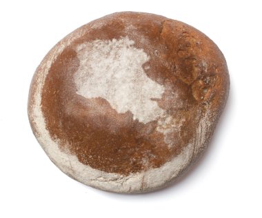 A loaf of fresh bread covered with rye flour in the shape of Arm