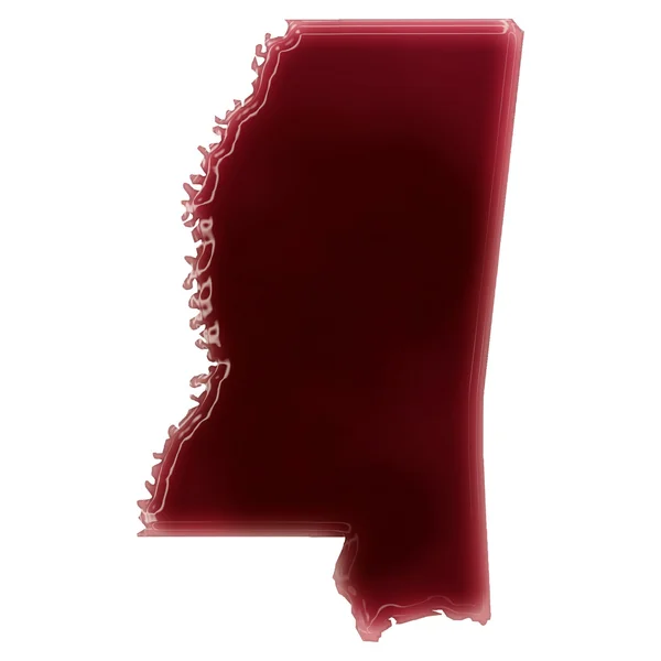 A pool of blood (or wine) that formed the shape of Mississippi. — Stockfoto