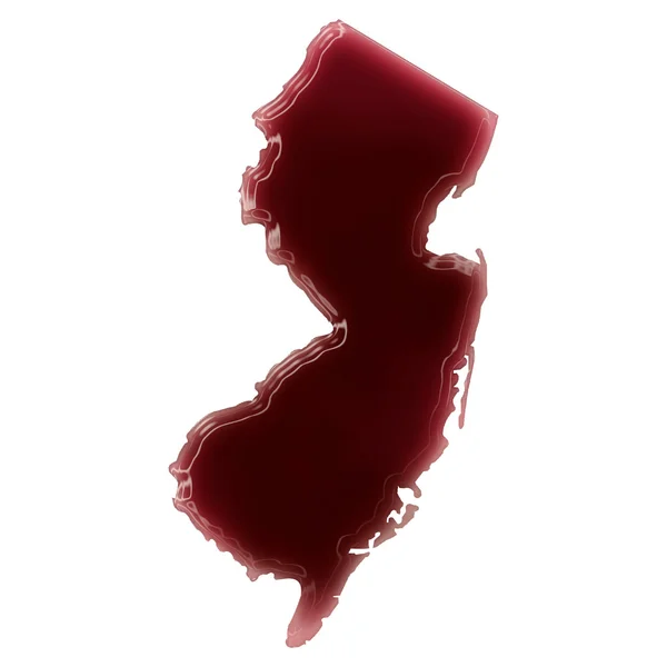 Een pool van bloed (of wijn) die de vorm van New Jersey vormde. ( — Stockfoto