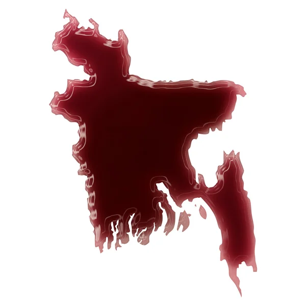 En pool av blod (eller vin) som bildade formen av Bangladesh. ( — Stockfoto
