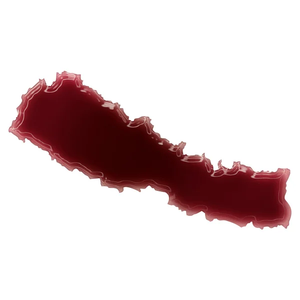 A pool of blood (or wine) that formed the shape of Nepal. (serie — Stock Photo, Image