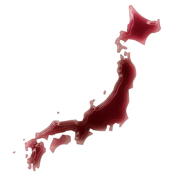 A pool of blood (or wine) that formed the shape of Japan. (serie — Stockfoto