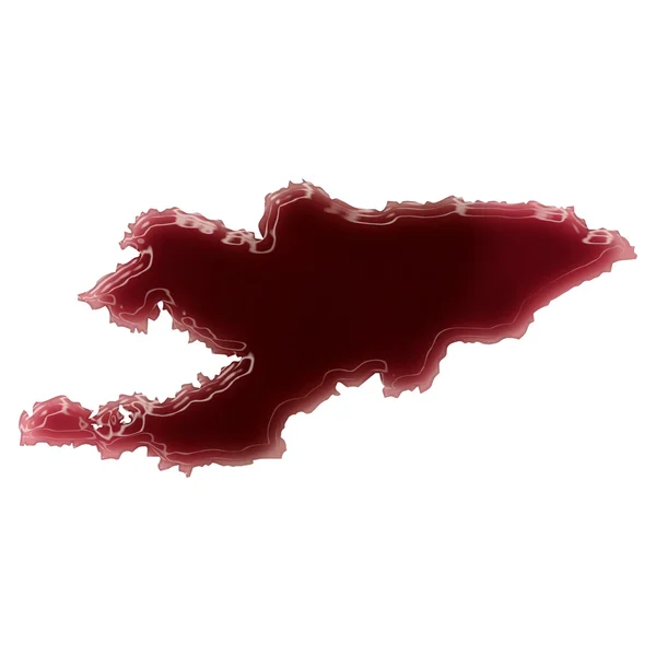Eine Blutlache (oder Wein), die die Form von Kyrgyzstan bildete. ( — Stockfoto