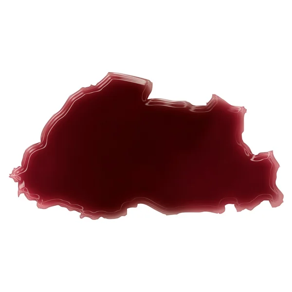 Uma poça de sangue (ou vinho) que formou a forma do Butão. (seri — Fotografia de Stock