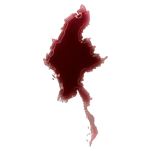 A pool of blood (or wine) that formed the shape of Burma. (serie — Zdjęcie stockowe