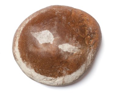 A loaf of fresh bread covered with rye flour in the shape of Sam