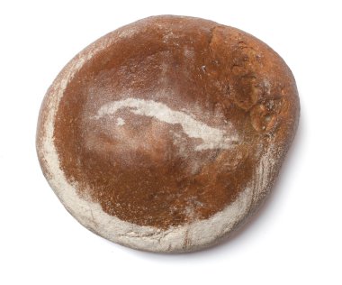 A loaf of fresh bread covered with rye flour in the shape of Cub
