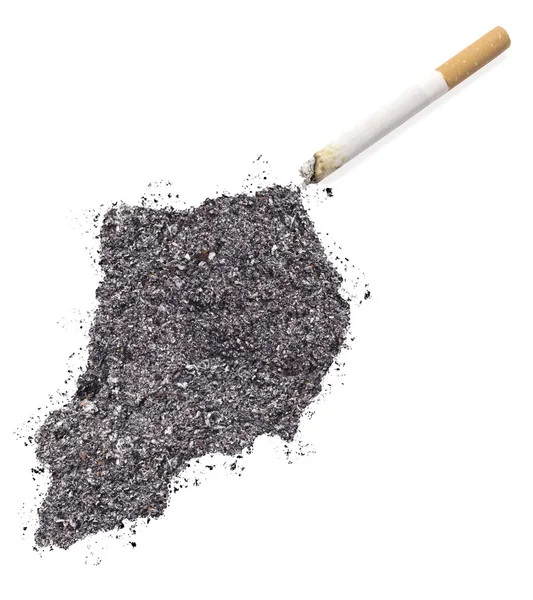 Пепел в форме Уганды и сигарета. (серия ) — стоковое фото