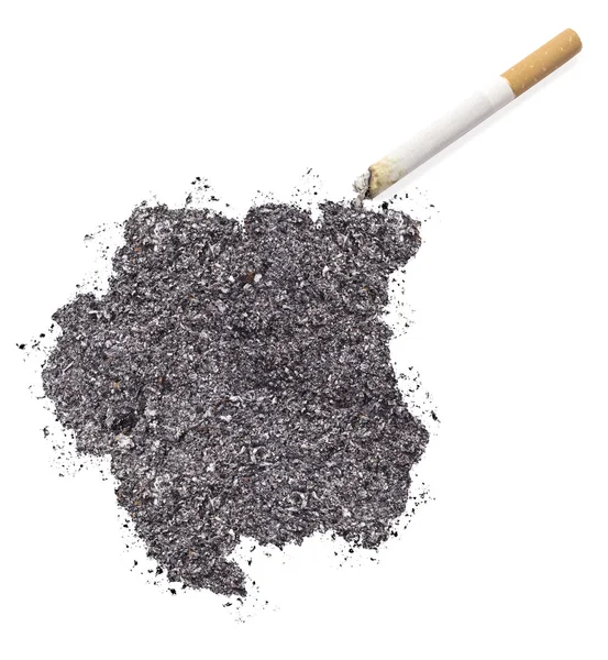 Пепел в форме Суринама и сигарета. (серия ) — стоковое фото