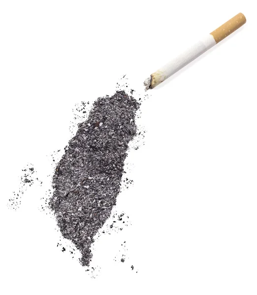 Cendres en forme de Taiwan et une cigarette. (séries) ) — Photo