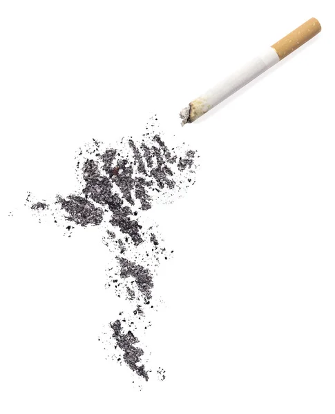 Cendres en forme d'îles Féroé et une cigarette. (séries) ) — Photo