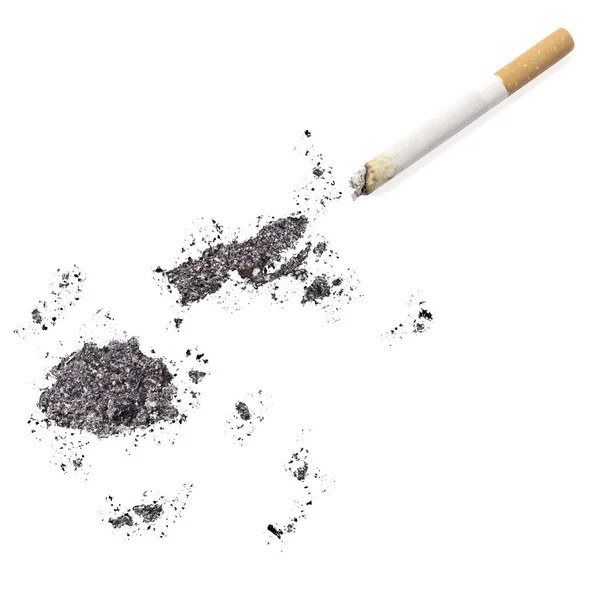 Ash shaped as Fiji and a cigarette.(series) — Stock Photo, Image