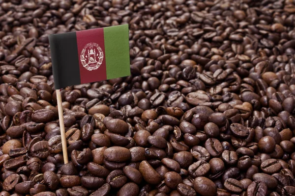 Bandiera dell'Afghanistan attaccata ai chicchi di caffè. (serie ) — Foto Stock
