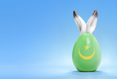 Colorful cute easter egg and the flag of Mauritania .(series)
