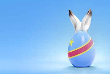 Colorful cute easter egg and the flag of Democratic Republic of