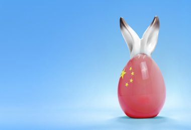 Colorful cute easter egg and the flag of China .(series)