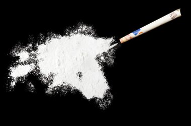 Powder drug like cocaine in the shape of Estonia.(series)
