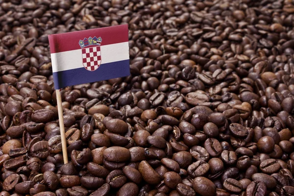 Bandeira da Croácia colando em grãos de café. (série ) — Fotografia de Stock