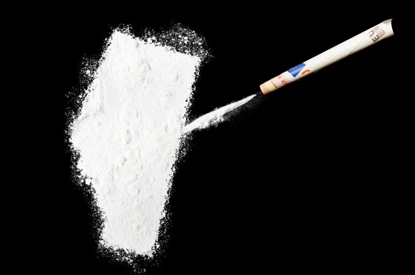 Powder drug like cocaine in the shape of Alberta.(series) — Stock Photo, Image