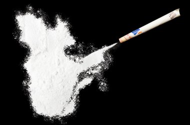 Powder drug like cocaine in the shape of Quebec.(series)
