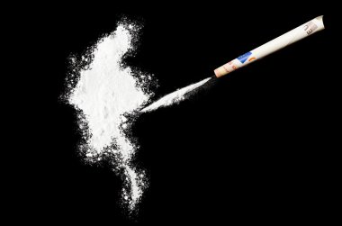 Powder drug like cocaine in the shape of Burma.(series)