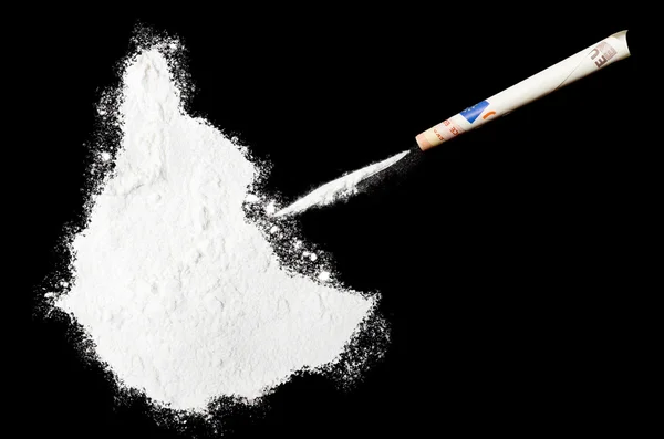 Powder drug like cocaine in the shape of Ethiopia.(series) — Stock fotografie