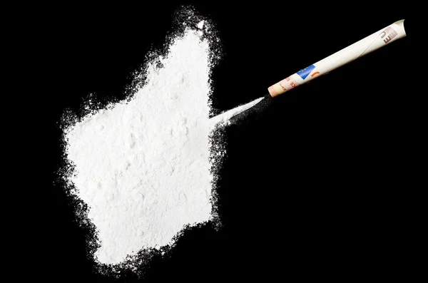 Powder drug like cocaine in the shape of Western Australia.(seri — Stock Photo, Image