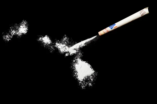 Powder drug like cocaine in the shape of Hawaii.(series) — Stock Photo, Image