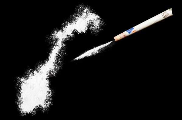 Powder drug like cocaine in the shape of Norway.(series) — Stock Photo, Image