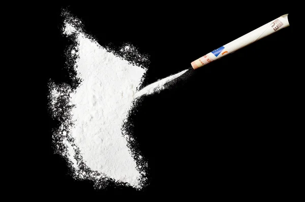 Powder drug like cocaine in the shape of British Columbia.(serie — Stock Photo, Image