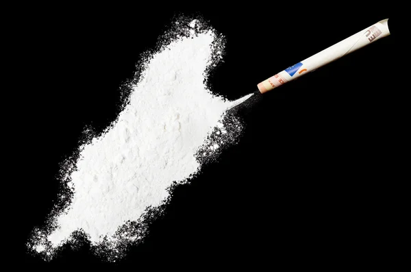 Powder drug like cocaine in the shape of Isle of Man.(series) — Stok fotoğraf
