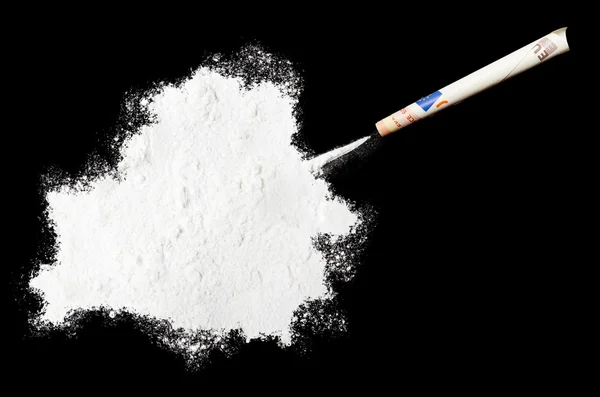 Powder drug like cocaine in the shape of Belarus.(series) — стокове фото