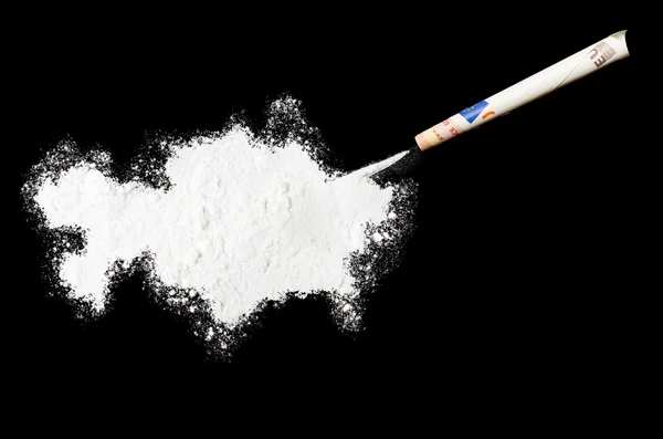 Powder drug like cocaine in the shape of Kazakhstan.(series) — Stock fotografie