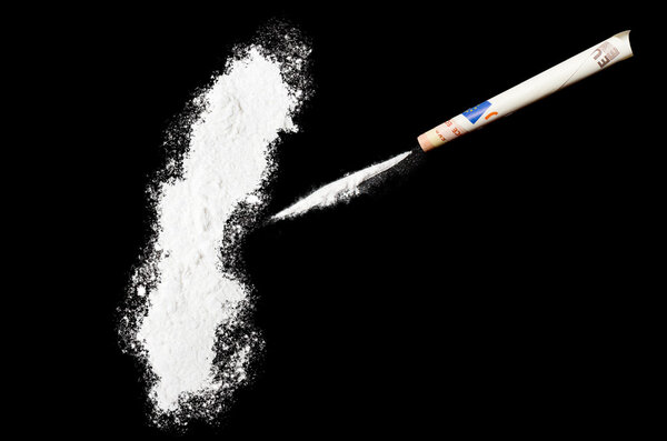 Powder drug like cocaine in the shape of Sweden.(series)