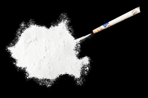 Powder drug like cocaine in the shape of Romania.(series) — Stock fotografie