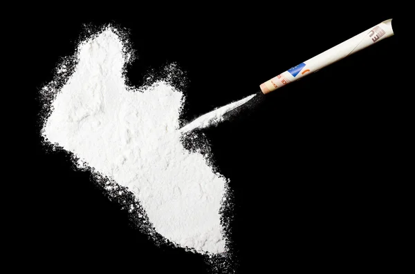 Powder drug like cocaine in the shape of Liberia.(series) — стокове фото