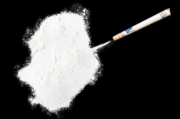 Порошковый наркотик, как кокаин в форме Ниуэ. (серия ) — стоковое фото