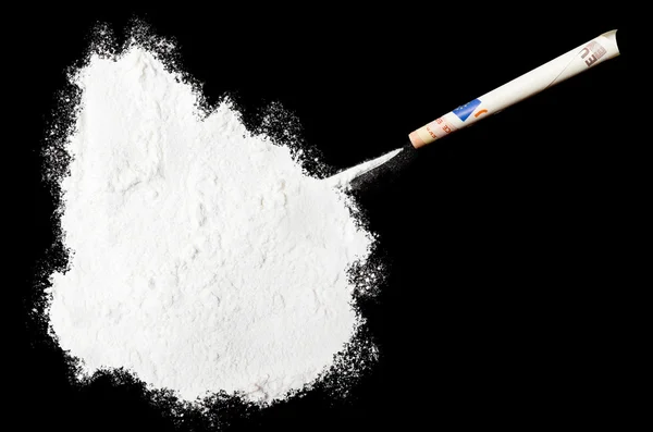Powder drug like cocaine in the shape of Uruguay.(series) — Stock fotografie