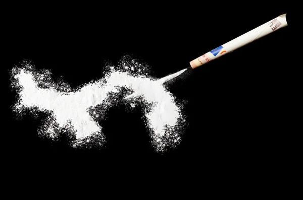 Powder drug like cocaine in the shape of Panama.(series) — Zdjęcie stockowe