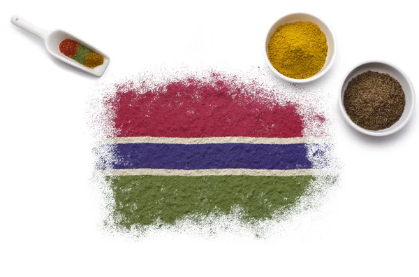 Kryddor som bildar för Gambia flagg. (serien) — Stockfoto