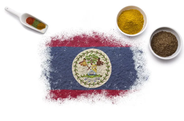 Especiarias que formam a bandeira de Belize. (série ) — Fotografia de Stock