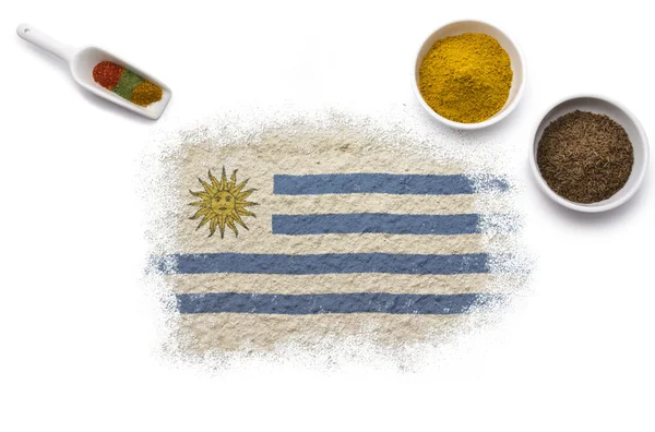 Gewürze, die die Flagge von Uruguay bilden. (Reihe) — Stockfoto