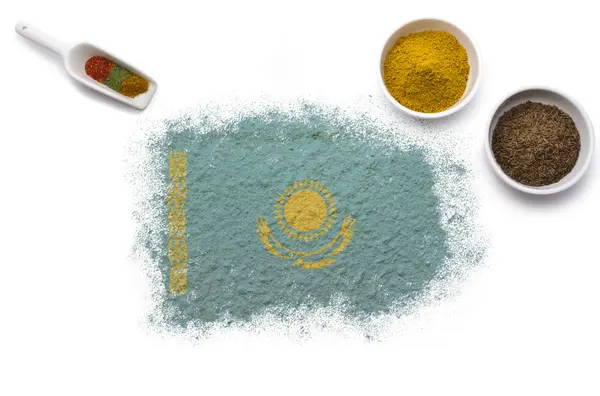 Specerijen vormen de vlag van Kazachstan. (serie) — Stockfoto