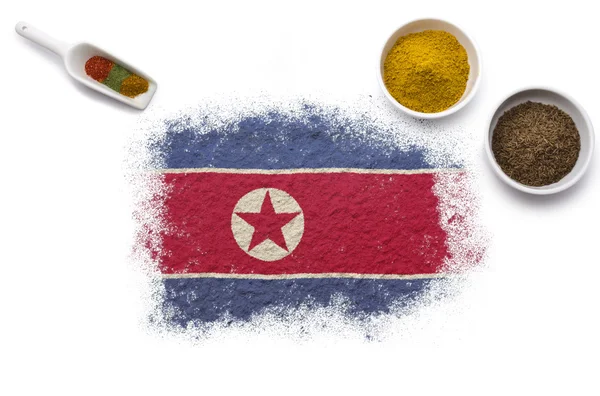 Especias que forman la bandera de Corea del Norte. (serie ) — Foto de Stock