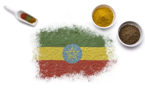 Przyprawy, tworząc flagę Etiopii. (seria) Obraz Stockowy